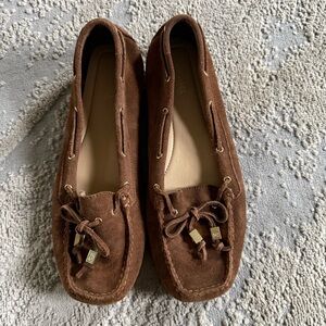 Michael Kors Brown Suede leather Moccasins slip on flats bow 8.5